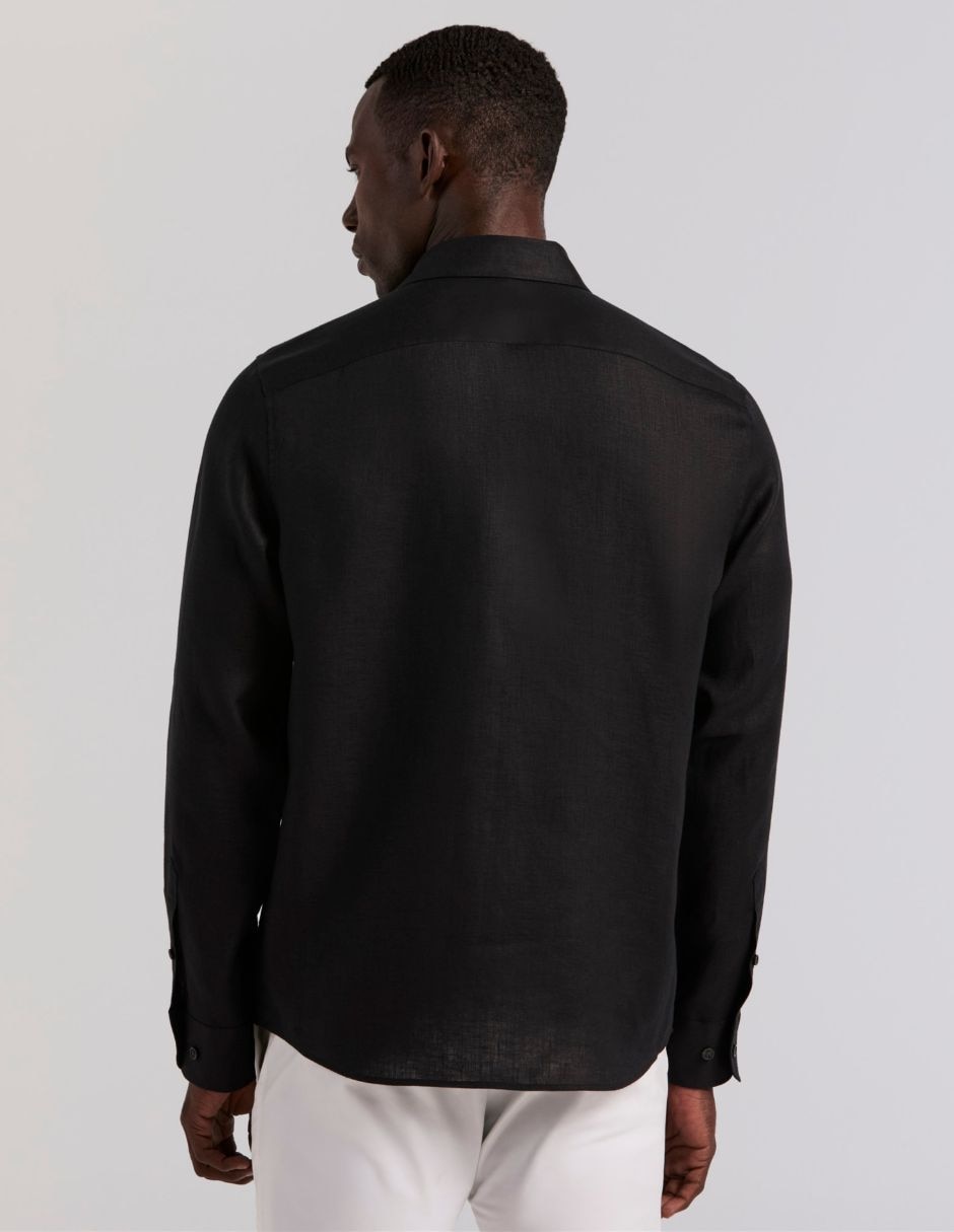 Camisa casual perry ellis de lino manga larga para hombre