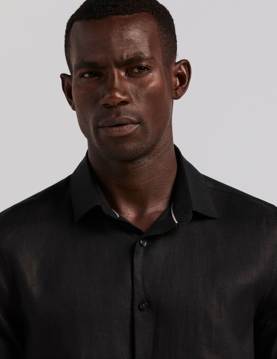 Camisa casual perry ellis de lino manga larga para hombre