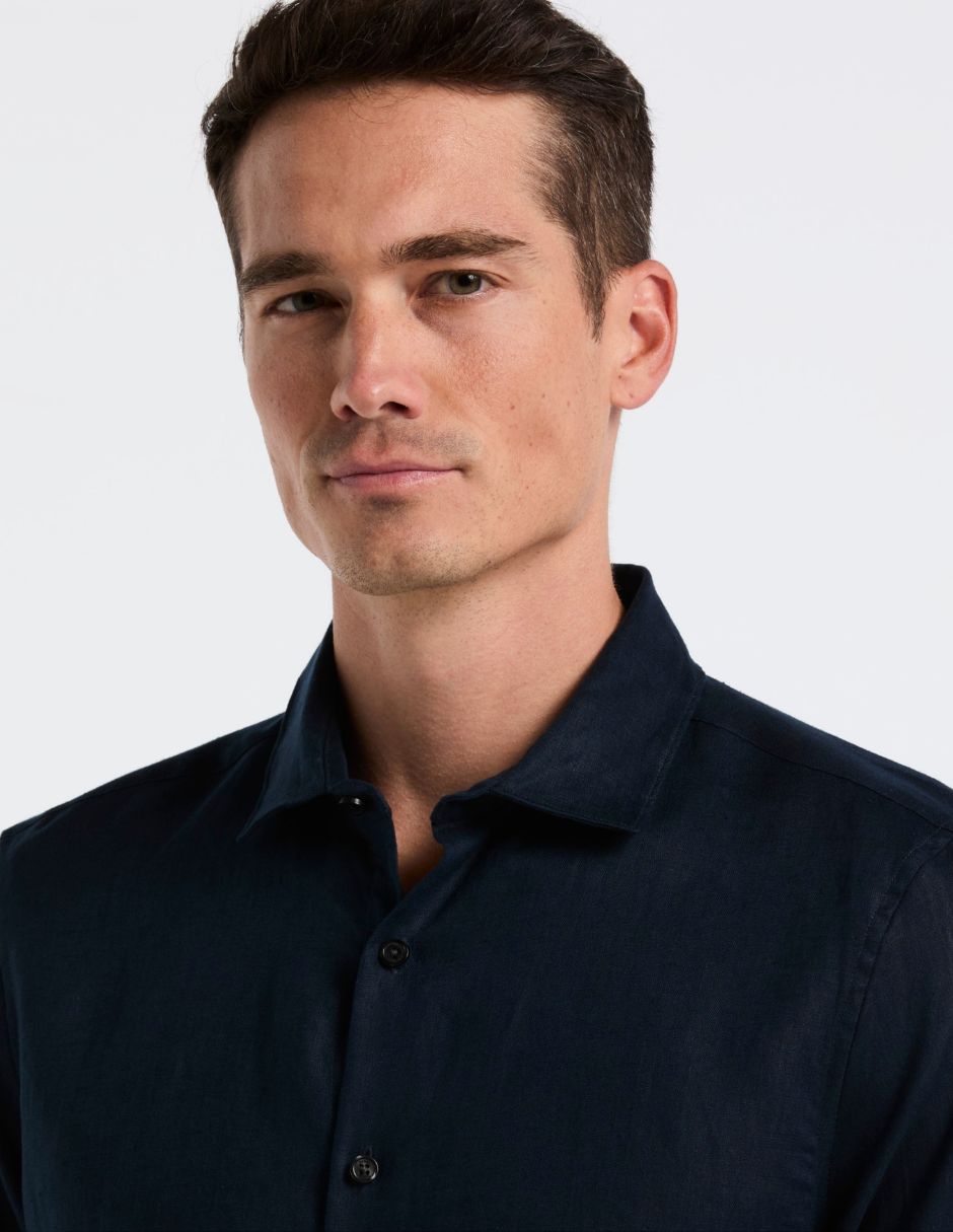 Camisa casual perry ellis de lino manga larga para hombre
