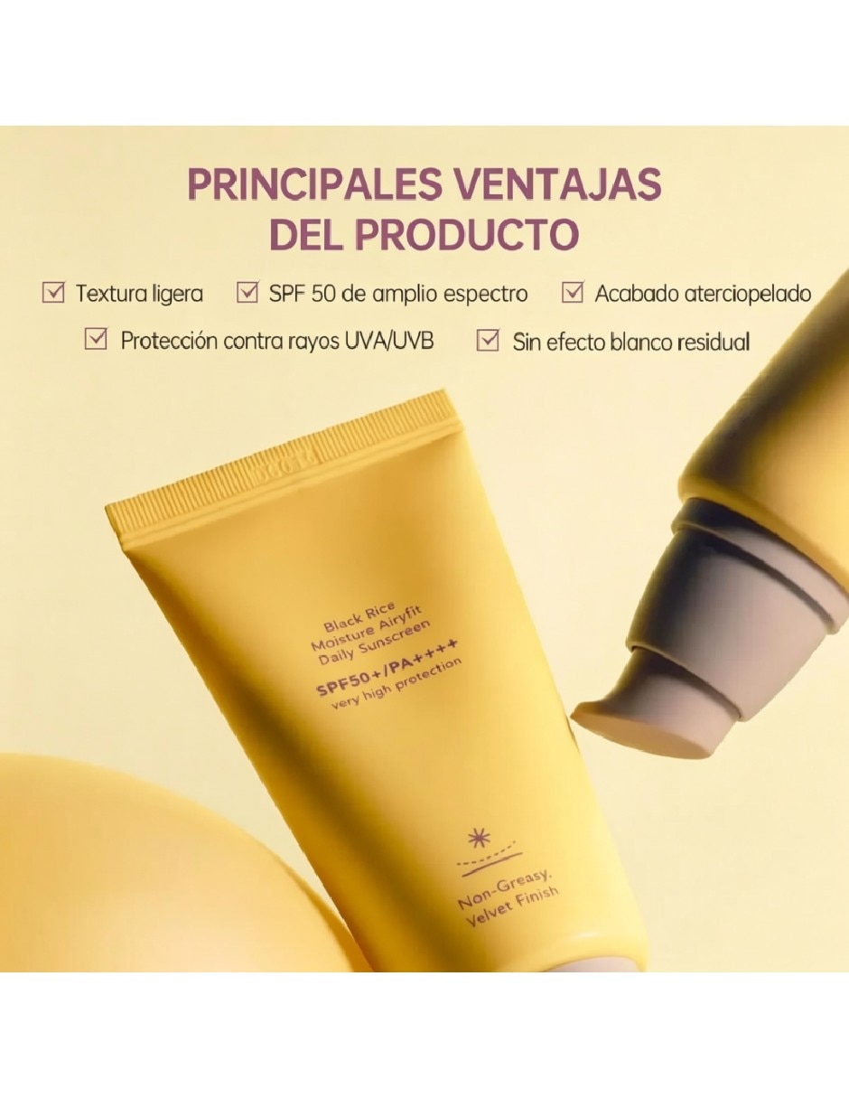 Protector solar fps 50+ Protector solar con extracto de arroz negro 3