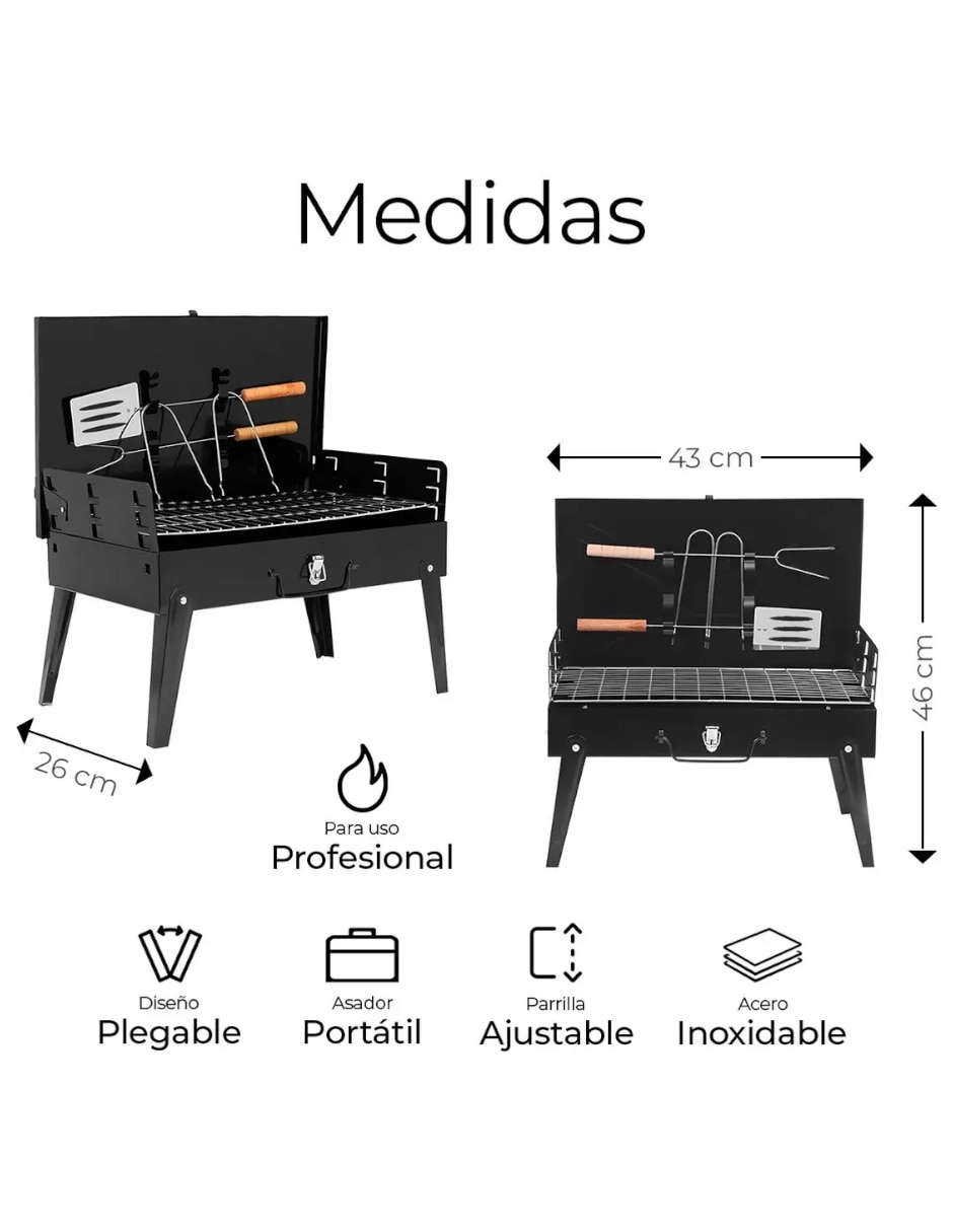 Asador Carbón de acero inoxidable 5
