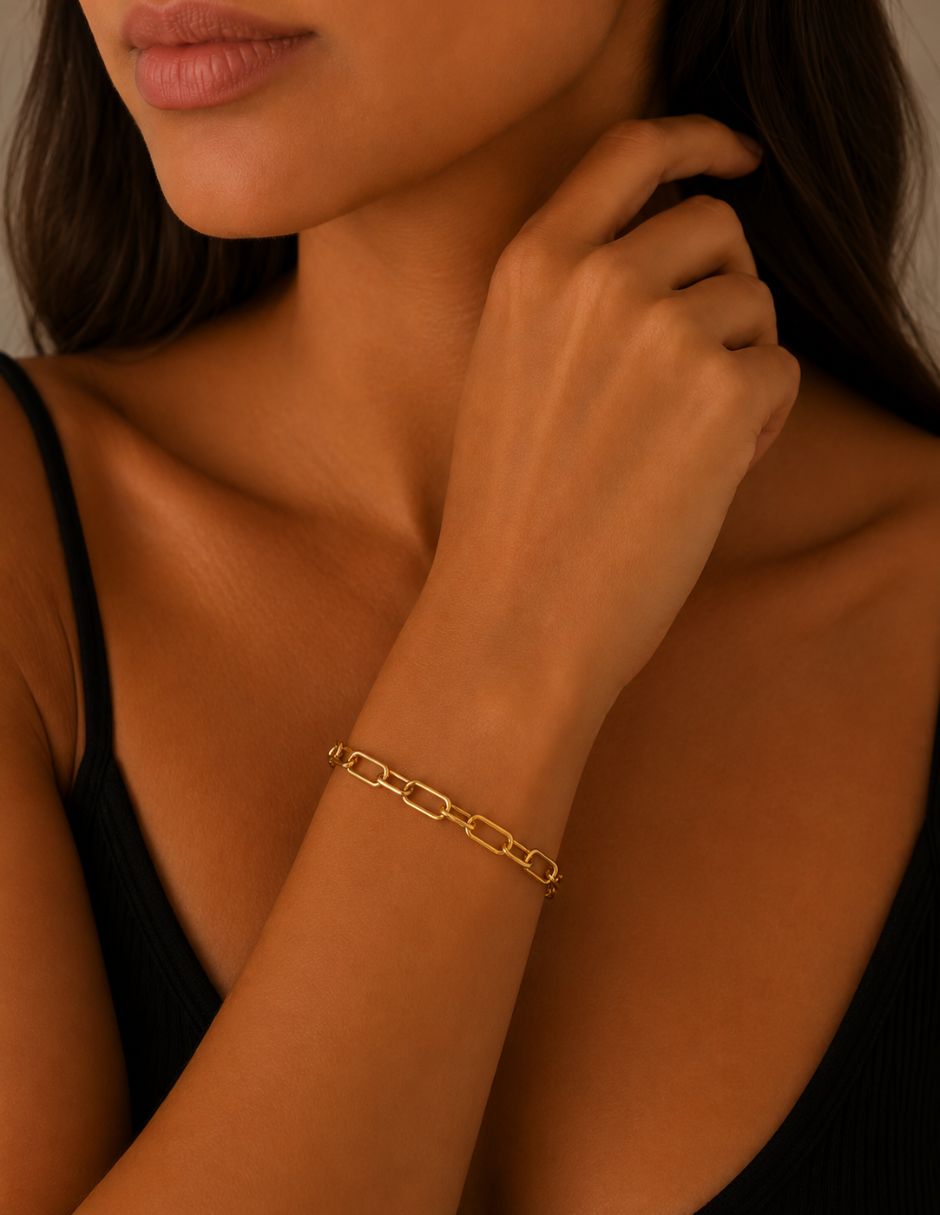 Pulsera Moon de oro laminado 14 K acabado brillante