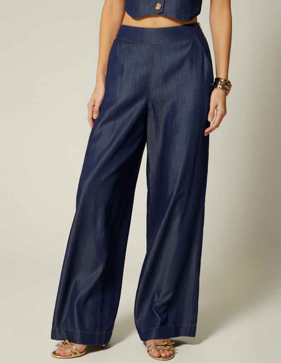 Jeans regular palazzo cintura alta benkei para mujer Jeans regular palazzo cintura alta benkei para mujer