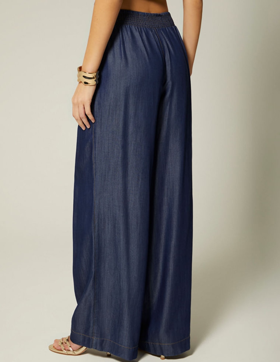 Jeans regular palazzo cintura alta benkei para mujer 2