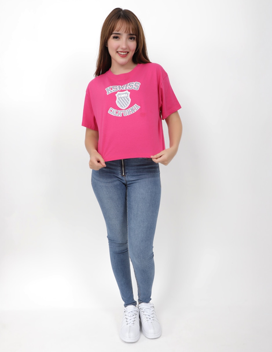 Playera manga corta k swiss mered cuello redondo para mujer