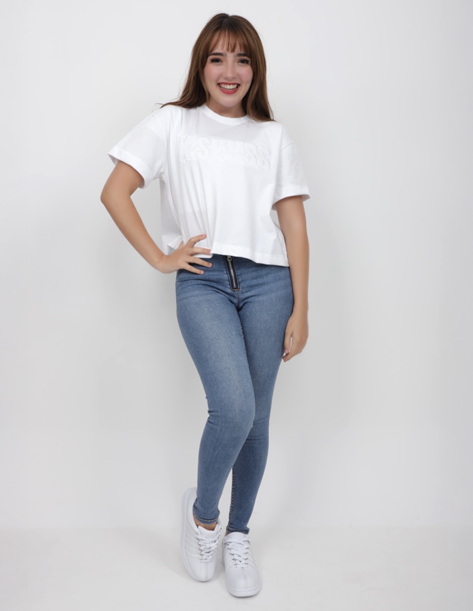 Manga corta hepbu cuello redondo para mujer
