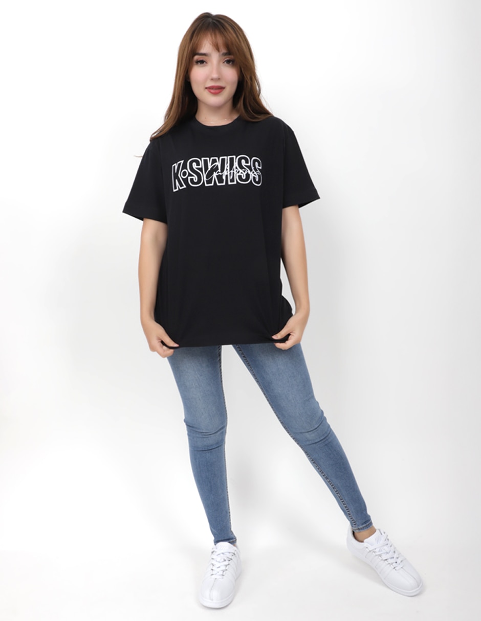 Playera manga corta k swiss hepbu cuello redondo para mujer