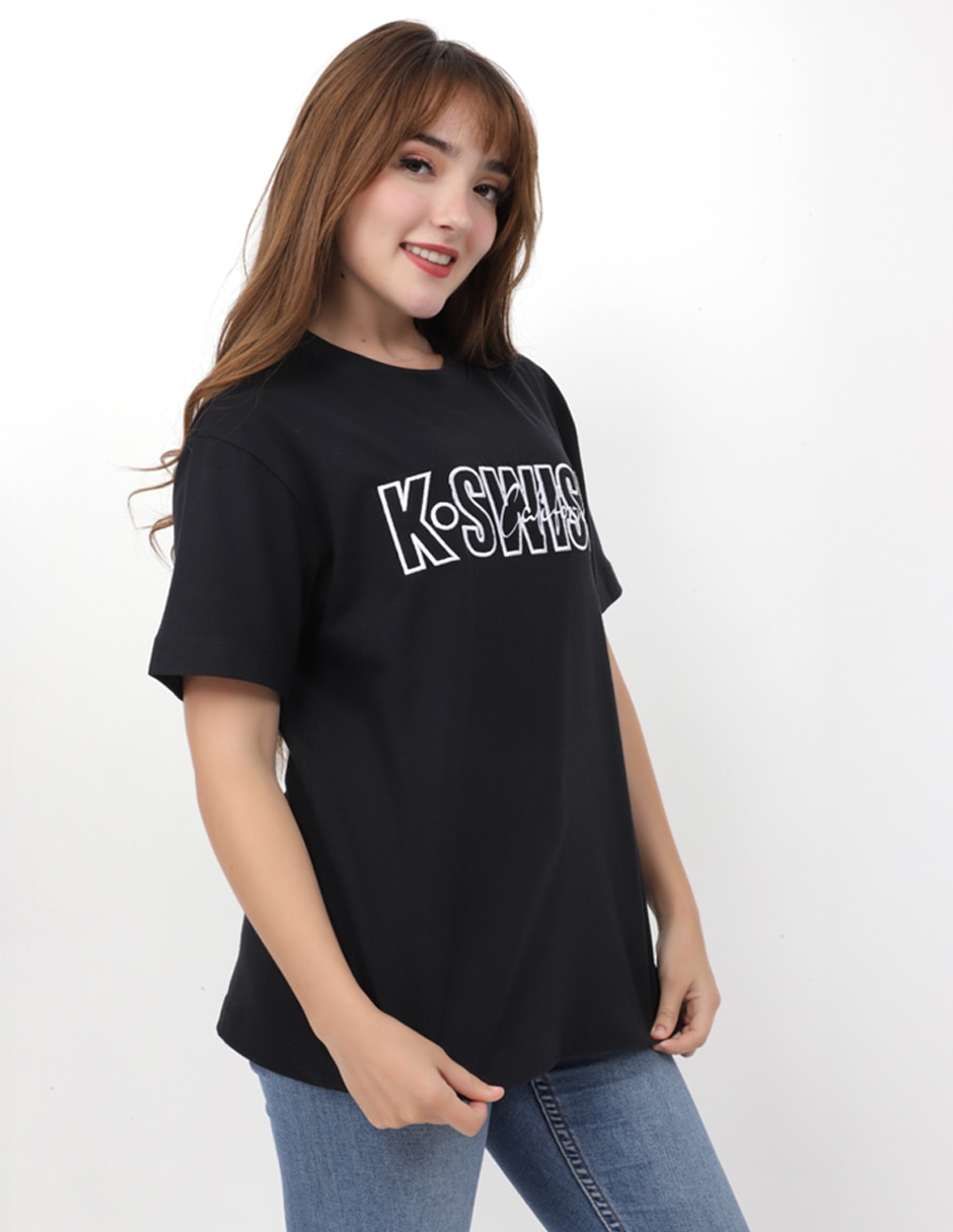Playera manga corta k swiss hepbu cuello redondo para mujer