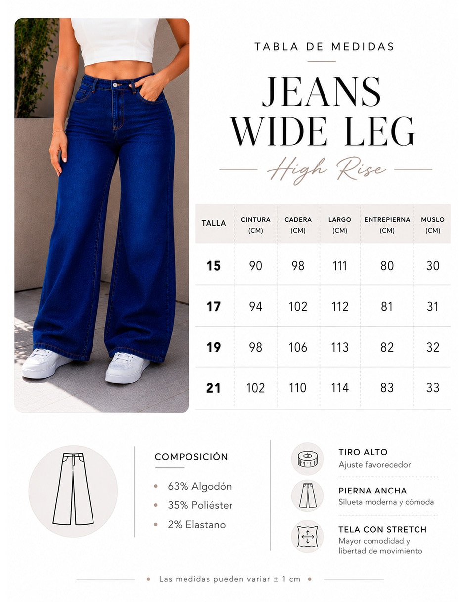 Jeans regular wide leg cintura alta fm sm mujer 5