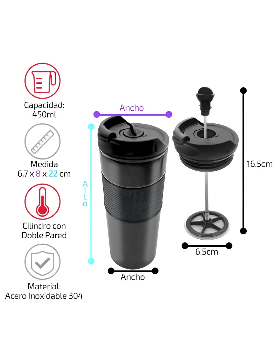 Termo de acero inoxidable con tapa rosca 450 ml 2