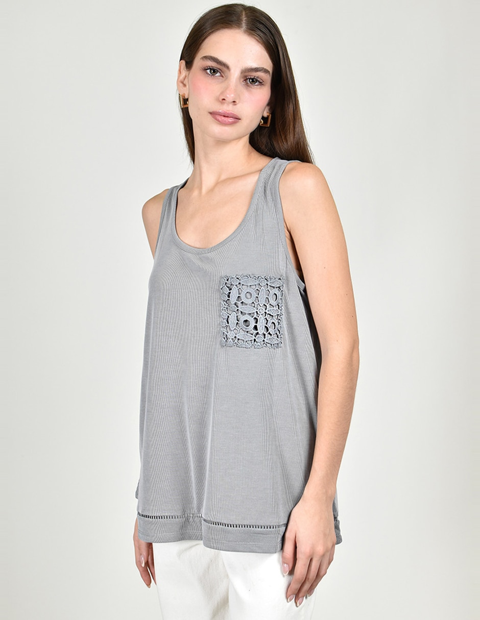 Blusa roman fashion sin manga para mujer