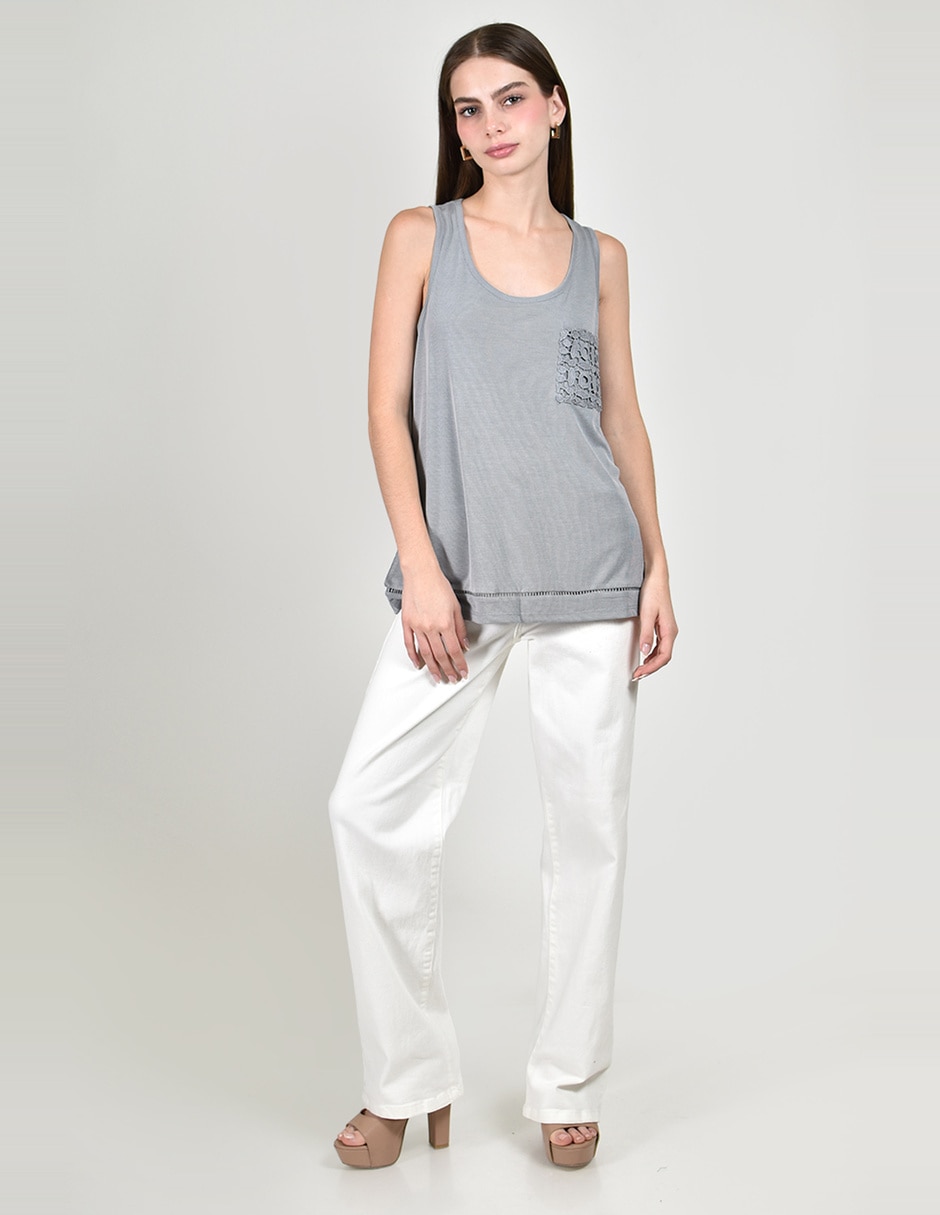 Blusa roman fashion sin manga para mujer