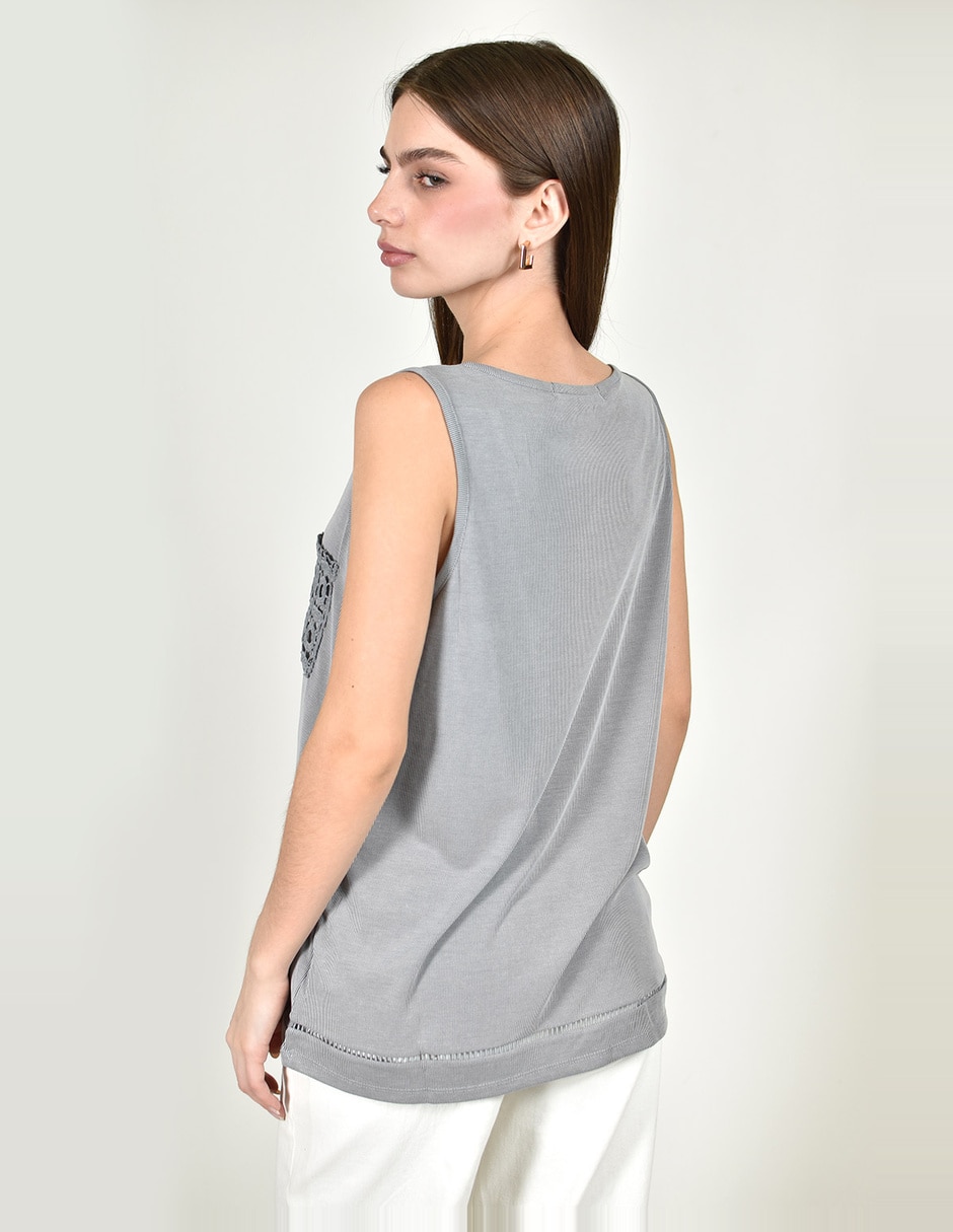 Blusa roman fashion sin manga para mujer