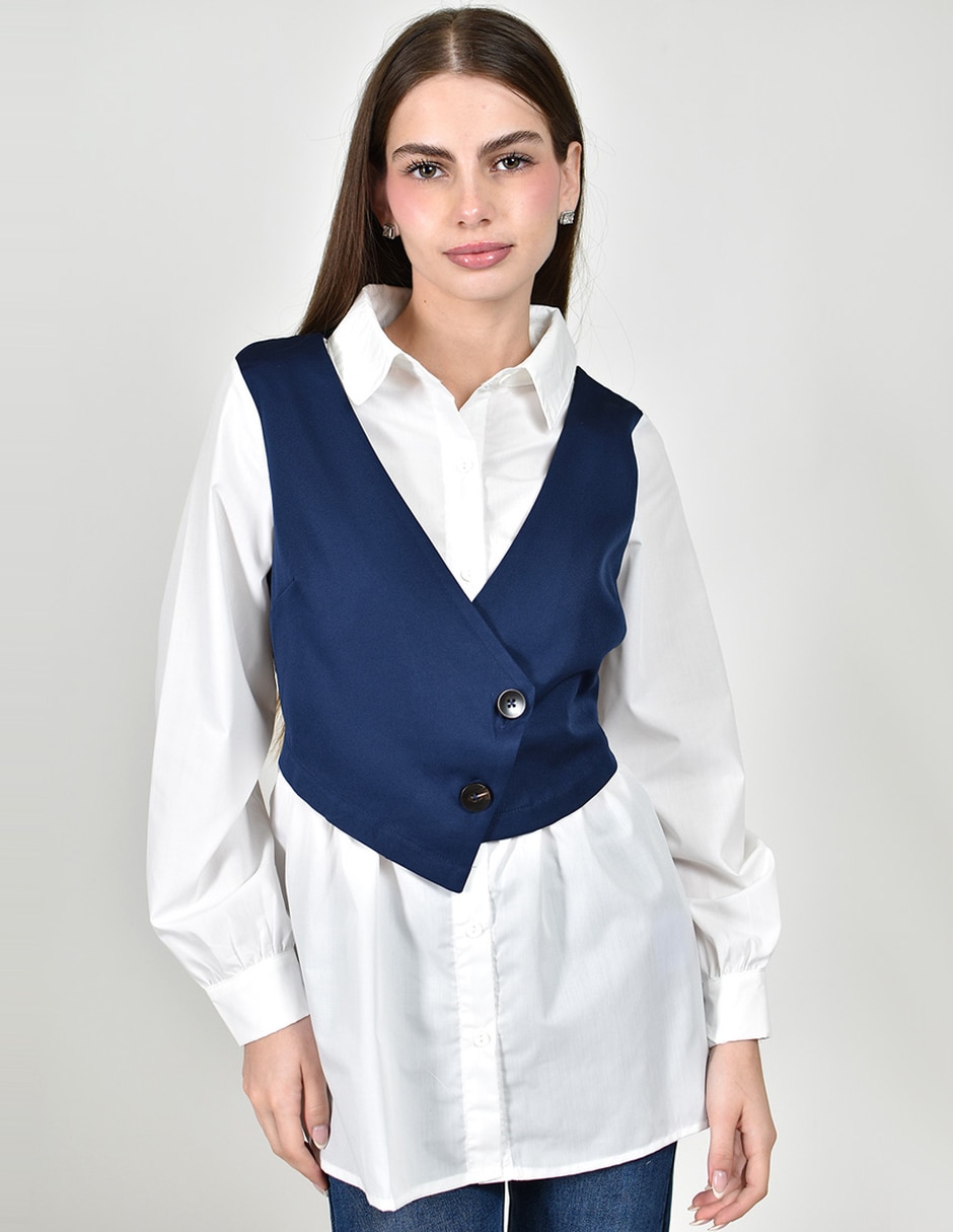 Blusa camisera roman fashion manga larga para mujer
