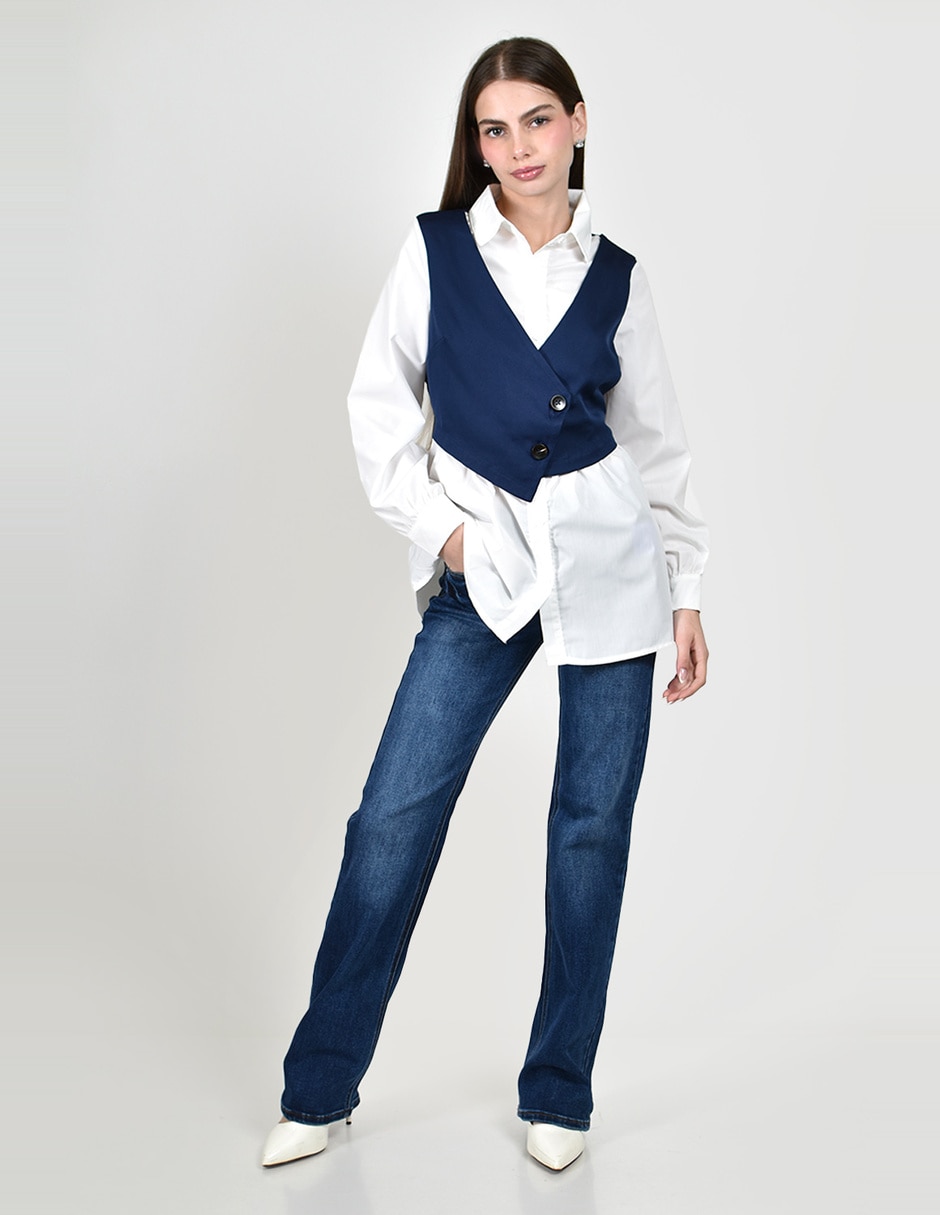Blusa camisera roman fashion manga larga para mujer