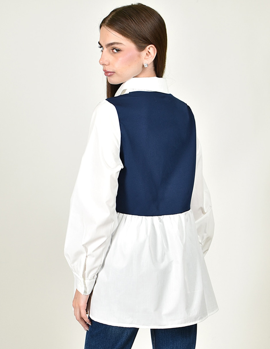 Blusa camisera roman fashion manga larga para mujer