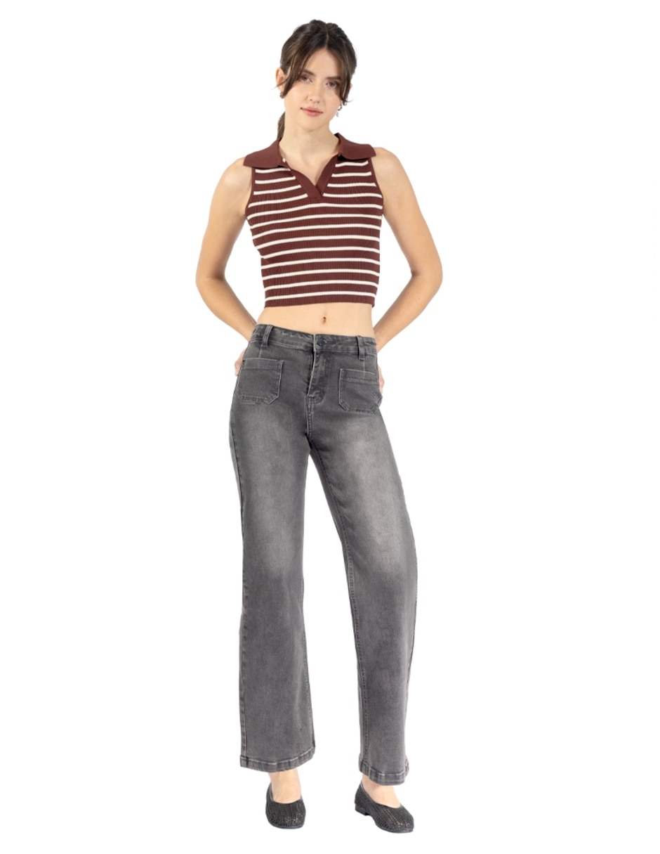 Jeans regular wide leg cintura forever 2a mujer