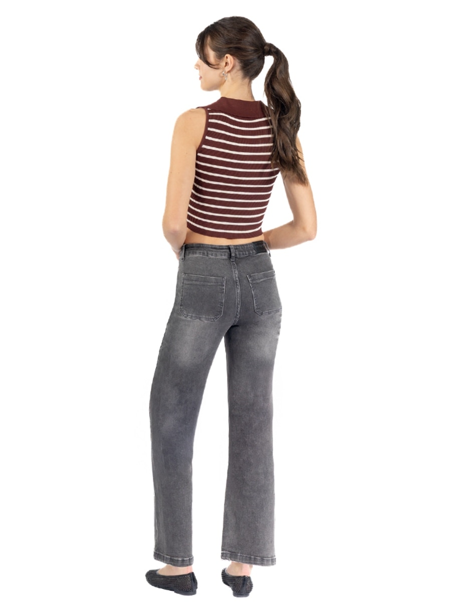 Jeans regular wide leg cintura forever 2a mujer