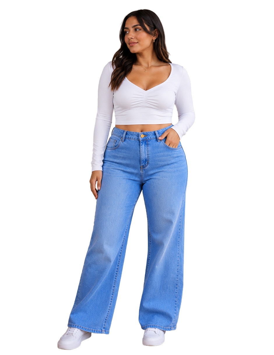 Jeans/jegging/jeans jogger regular wide leg cintura alta fm-sm-wl4002 sin familia o coleccion para mujer 3