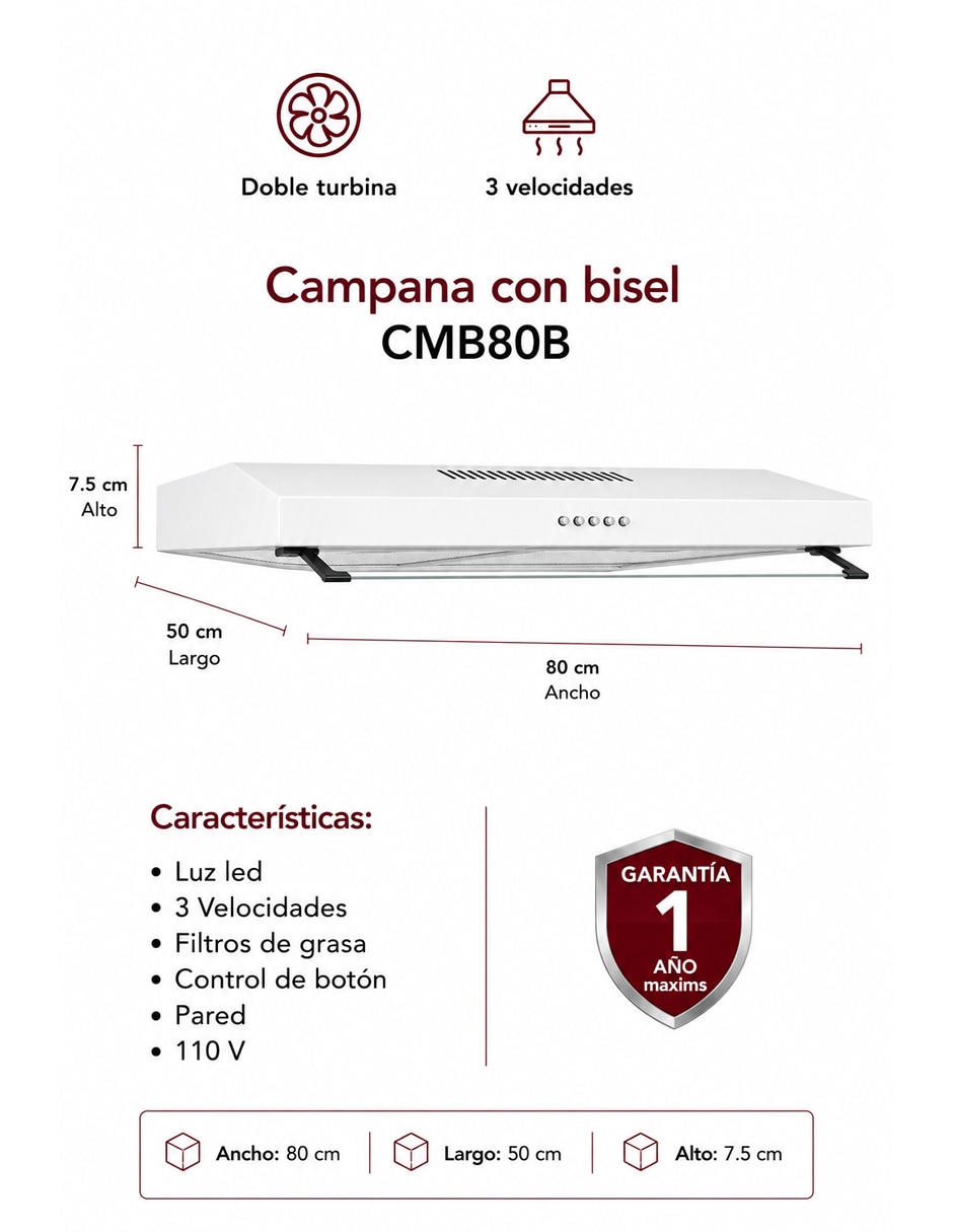 Campana plana CMB80B de acero 2