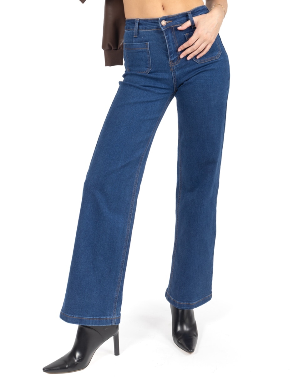 Jeans regular wide leg cintura forever 2a mujer 1