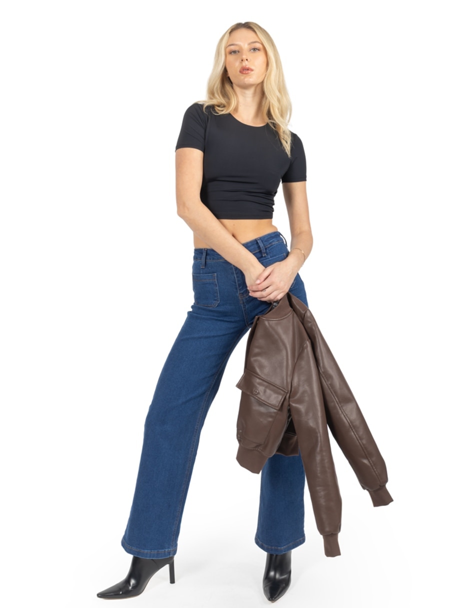 Jeans regular wide leg cintura forever 2a mujer 2