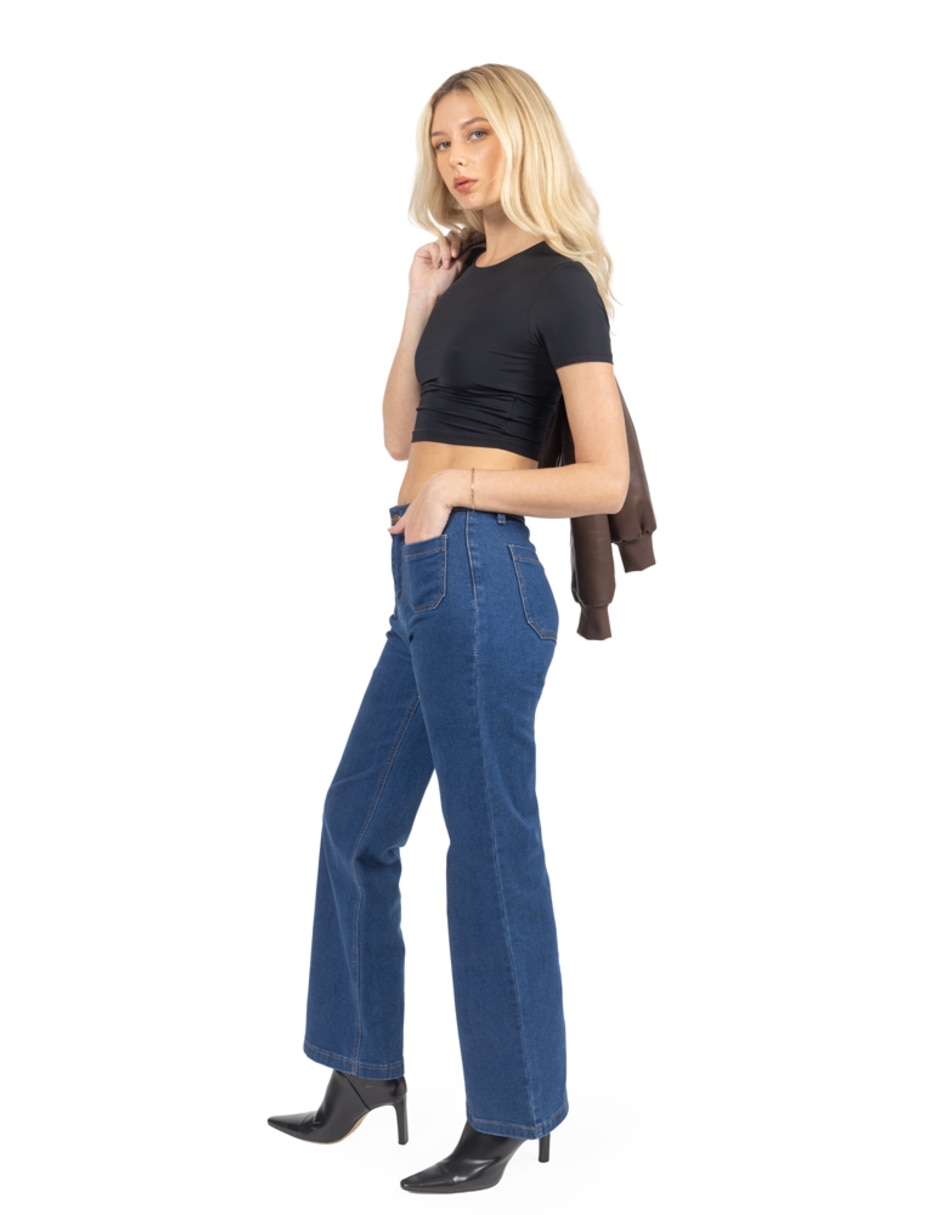 Jeans regular wide leg cintura forever 2a mujer 4