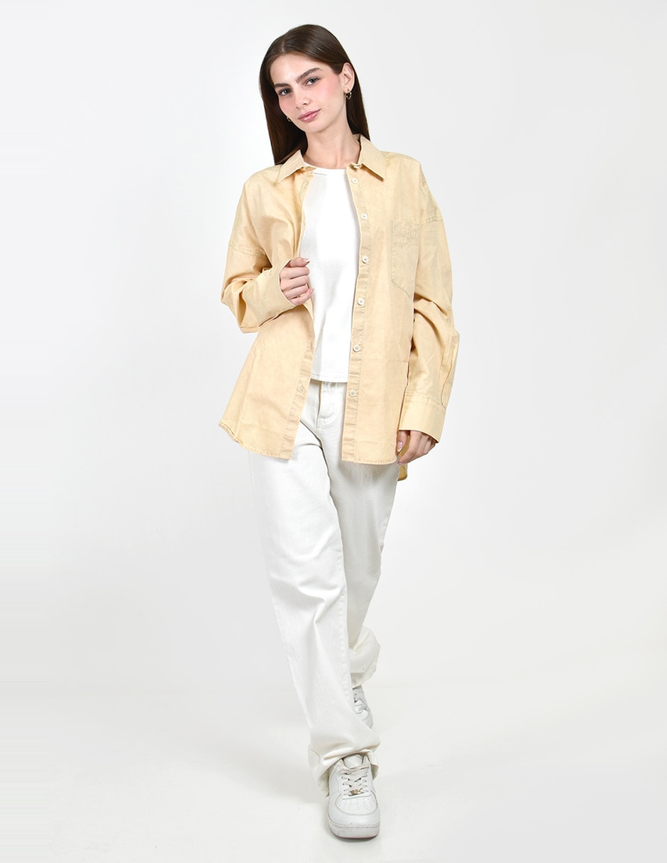 Blusa camisera roman fashion manga larga para mujer