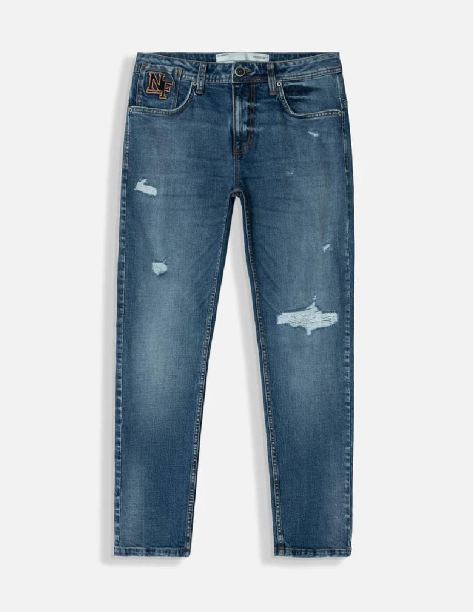 Jeans regular slim lavado desgastado para hombre 2