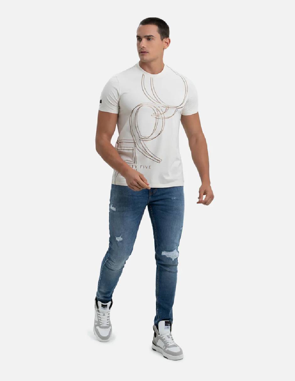 Jeans regular slim lavado desgastado para hombre 3