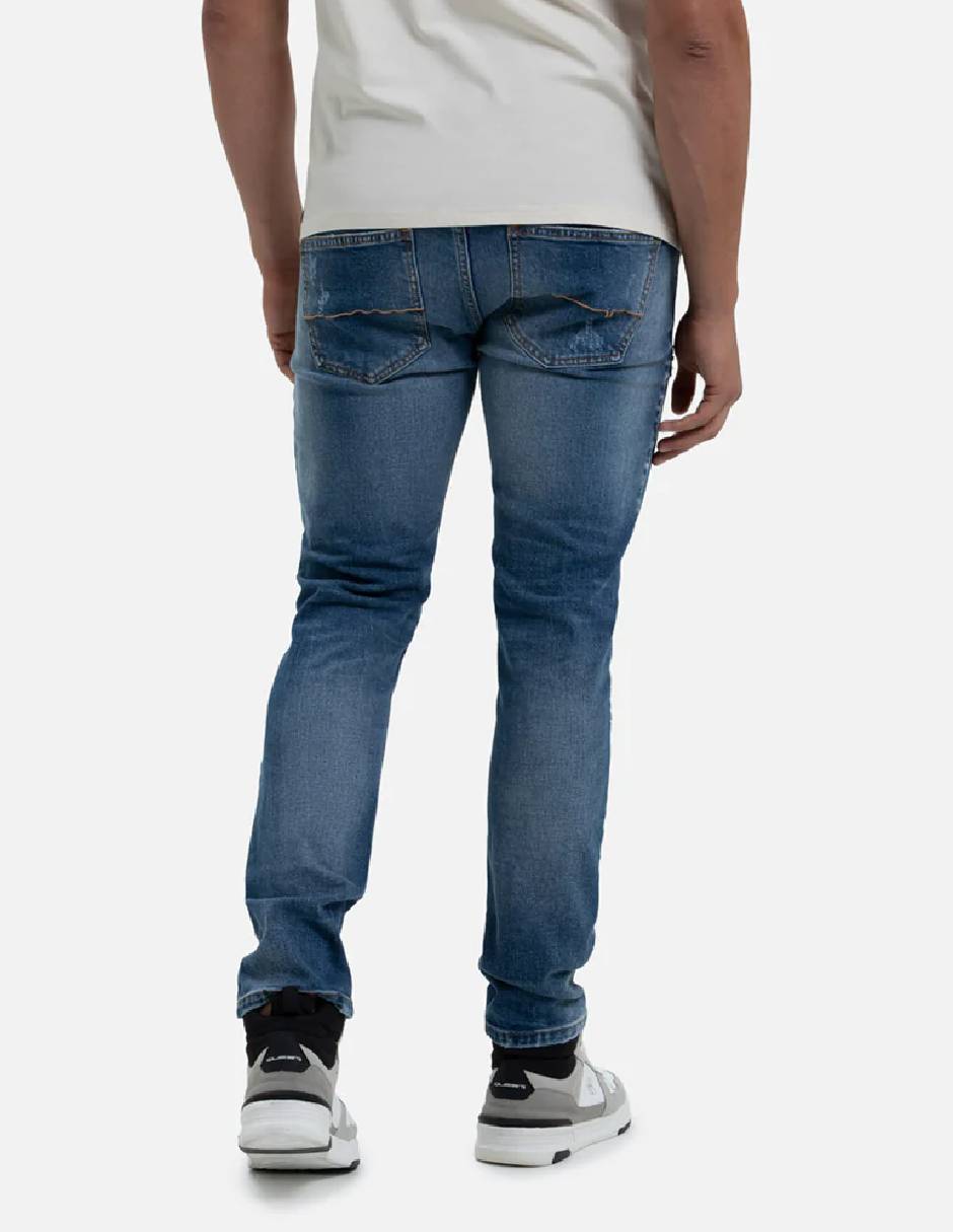 Jeans regular slim lavado desgastado para hombre 4