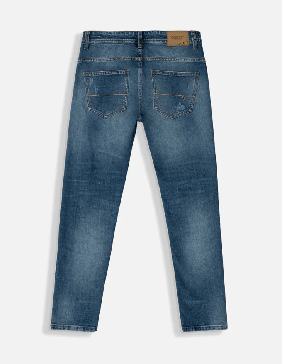 Jeans regular slim lavado desgastado para hombre 6