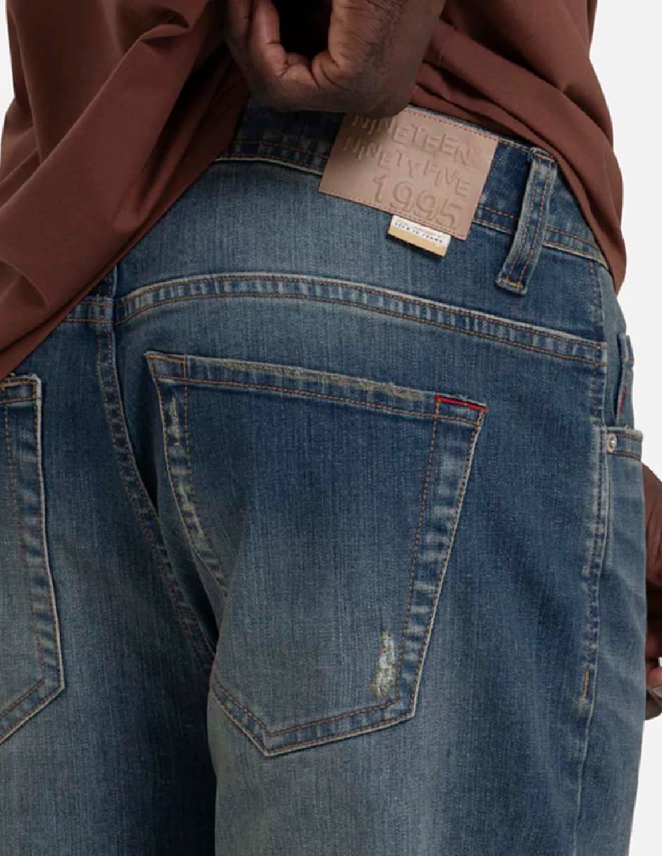 Jeans regular regular deslavado para hombre 3
