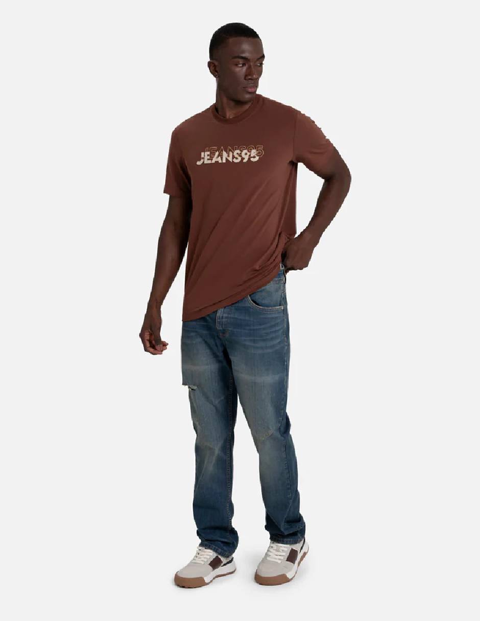 Jeans regular regular deslavado para hombre 4