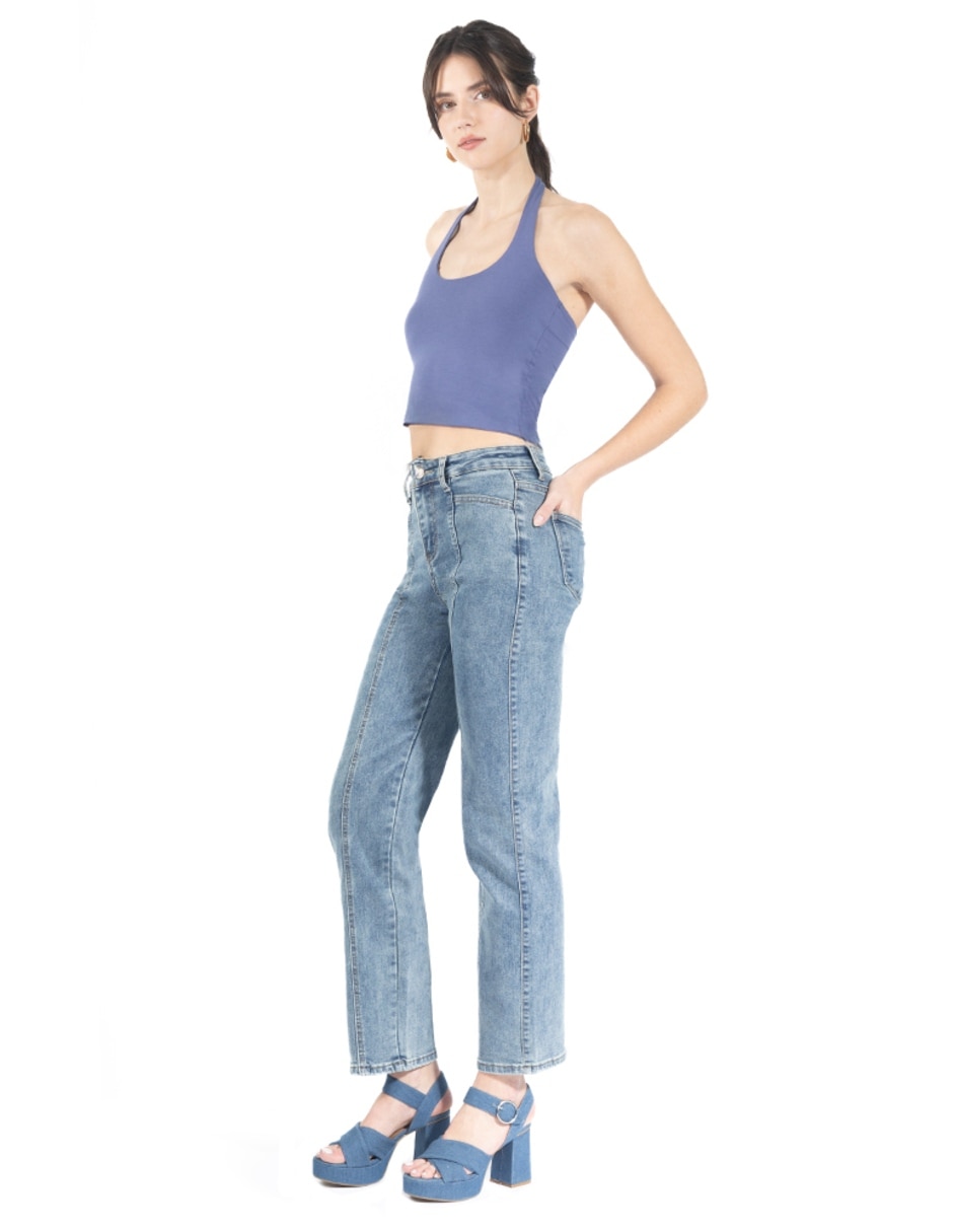 Jeans/jegging/jeans jogger regular straight cintura para mujer 2