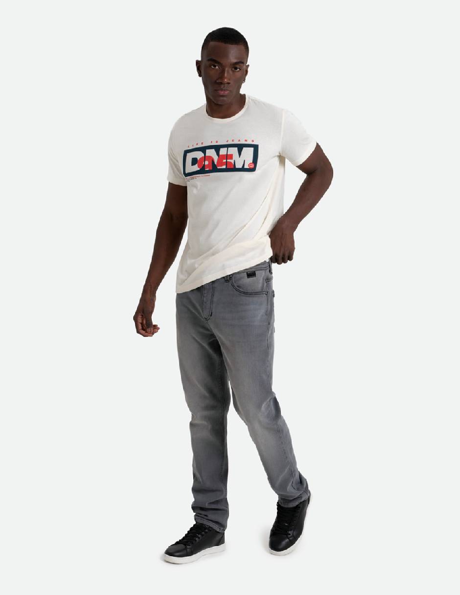 Jeans regular slim lavado desgastado para hombre 4