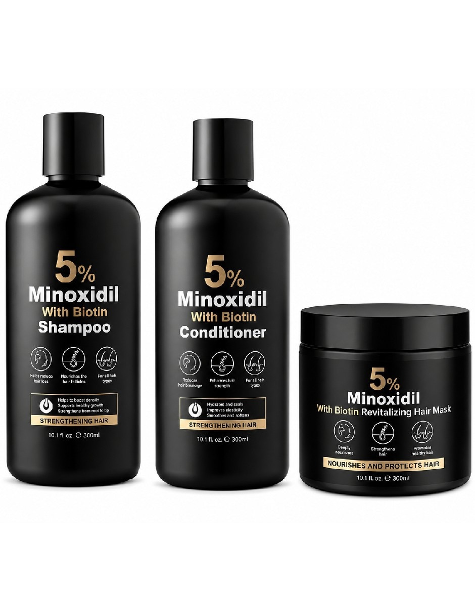 Set capilar Minoxidil para todo tipo 3 piezas Set capilar Minoxidil para todo tipo 3 piezas
