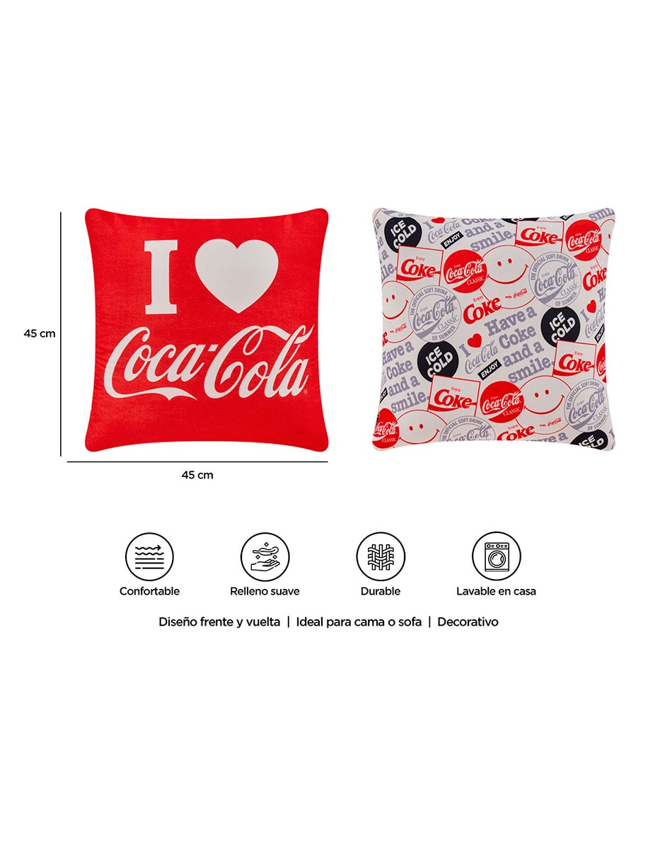 Cojín decorativo Providencia Reversible Love Coca-Cola