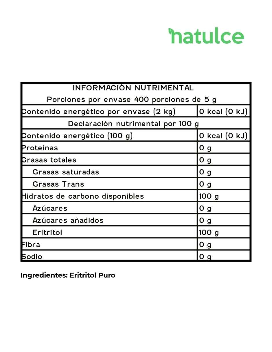 Eritritol Endulzante Natural de 2 kg