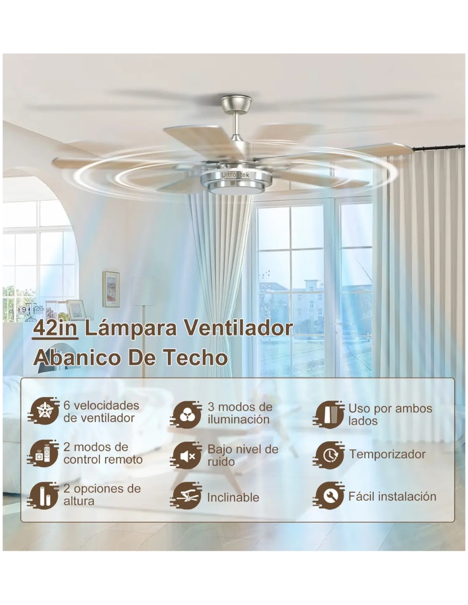 Ventilador de techo con control remoto 6 velocidades 2