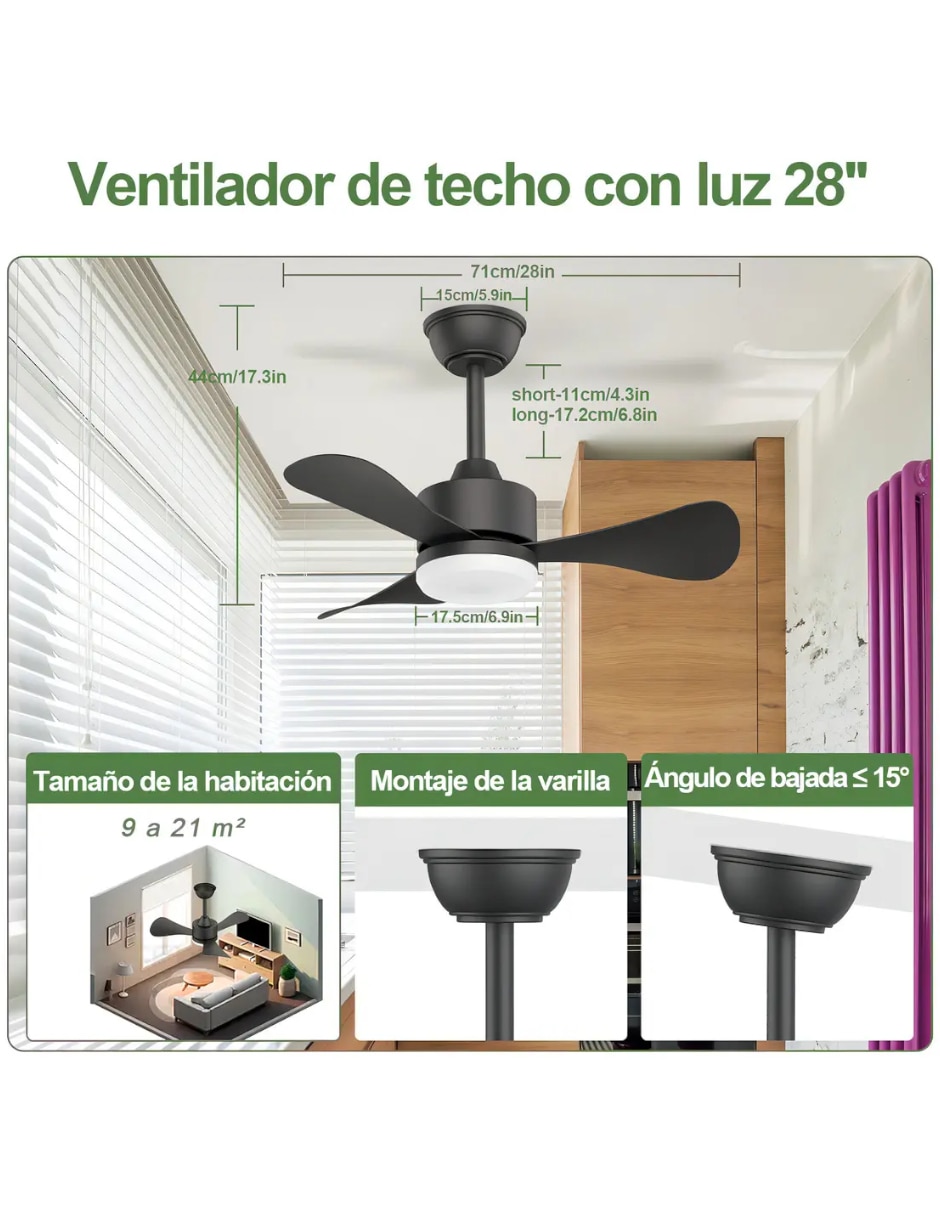 Ventilador de techo con control remoto 6 velocidades 5