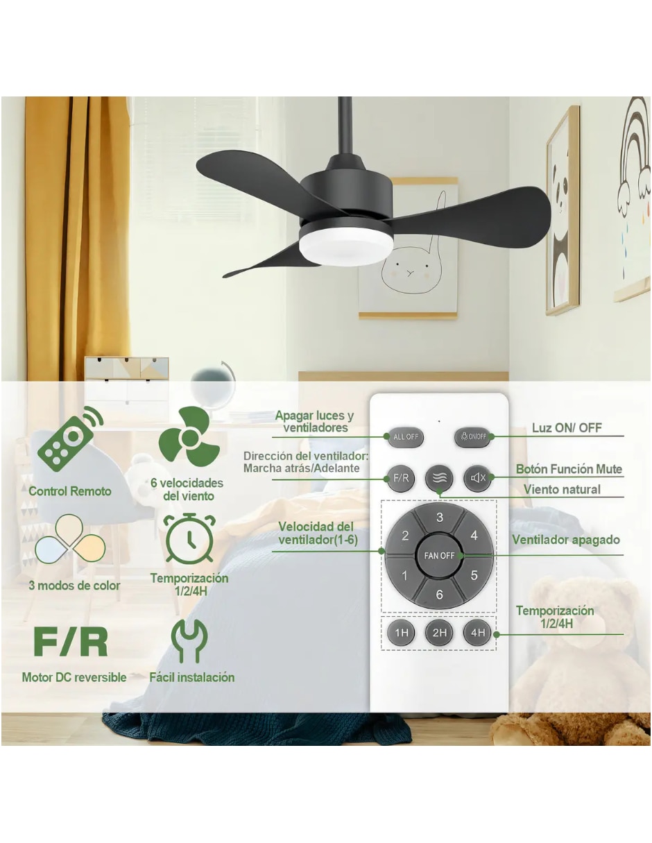 Ventilador de techo con control remoto 6 velocidades 4