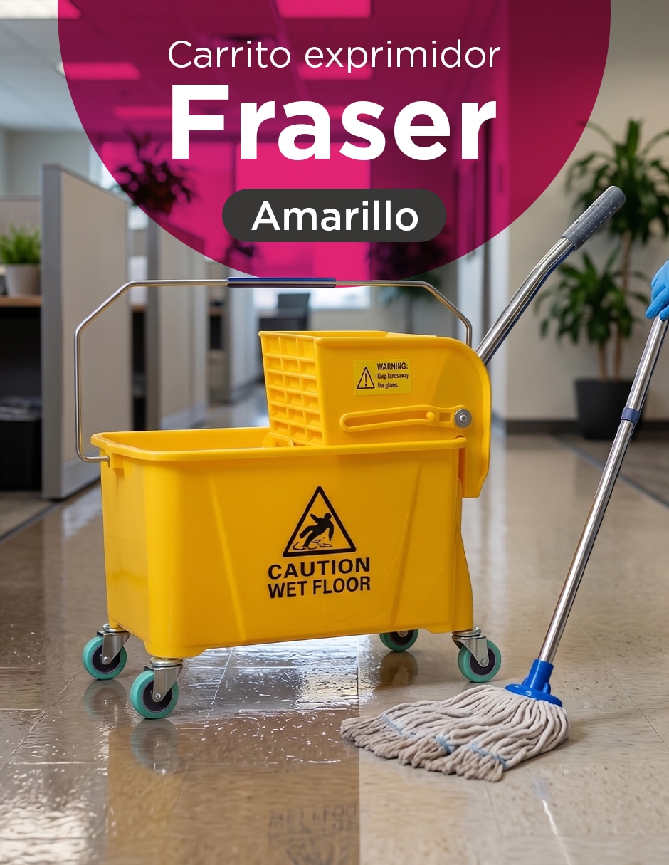 Set botes basura Carrito Exprimidor de Limpieza Fraser Amarillo de plástico 2