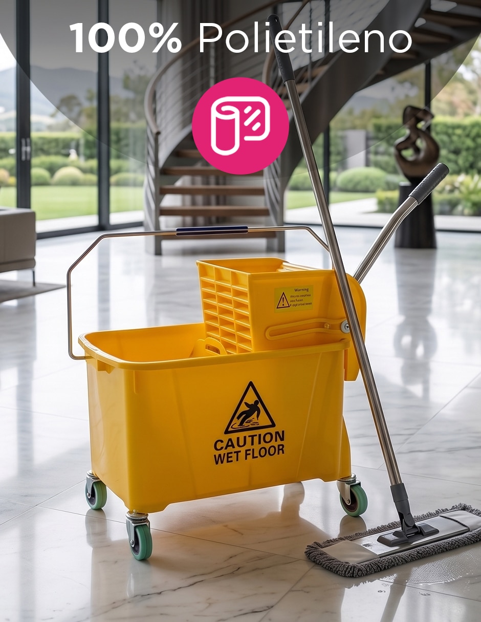 Set botes basura Carrito Exprimidor de Limpieza Fraser Amarillo de plástico 3