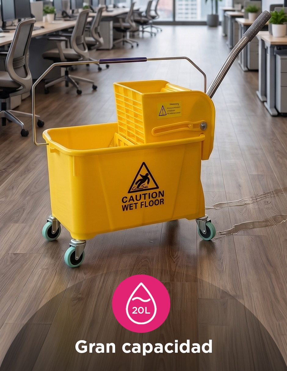 Set botes basura Carrito Exprimidor de Limpieza Fraser Amarillo de plástico 4