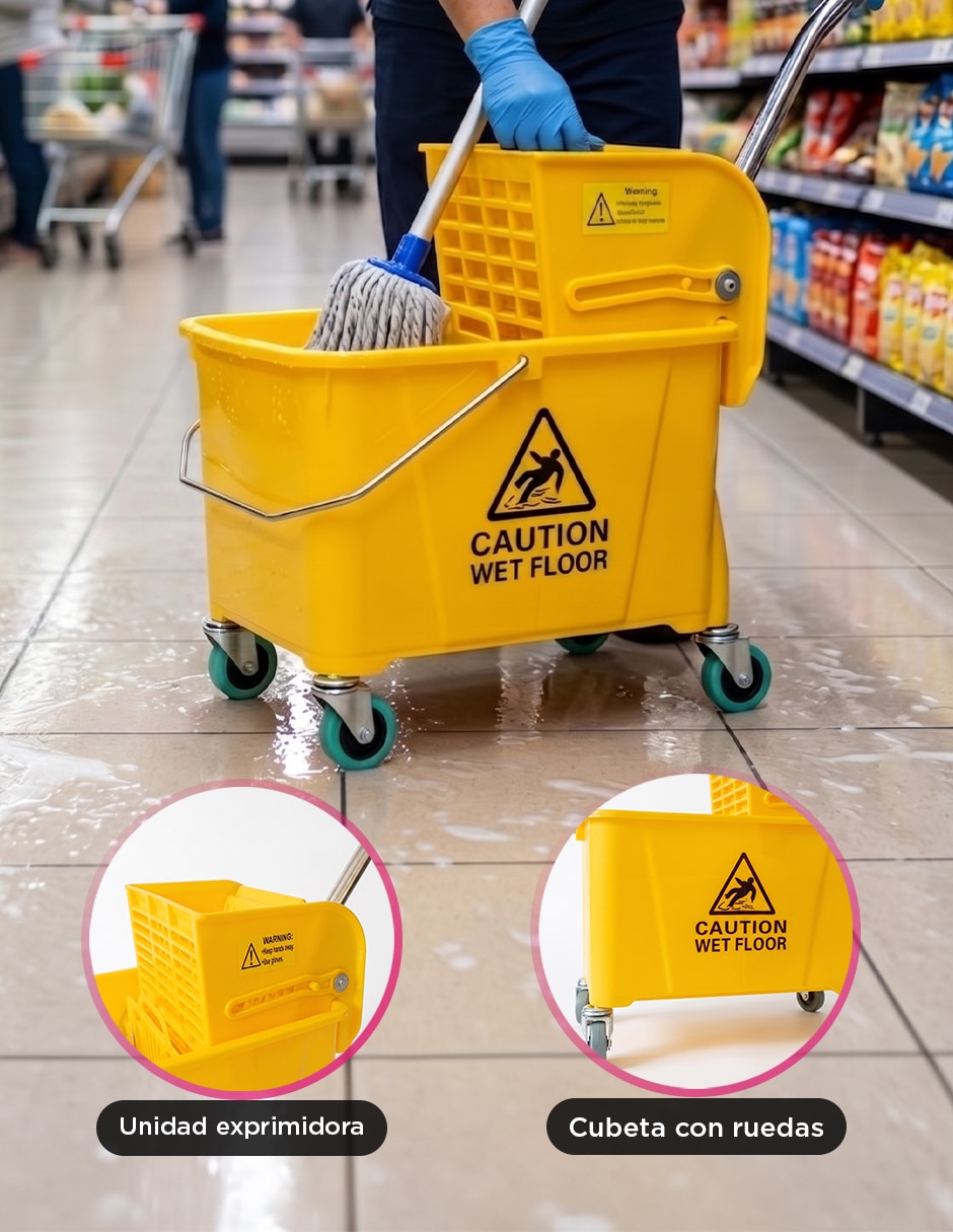 Set botes basura Carrito Exprimidor de Limpieza Fraser Amarillo de plástico 5