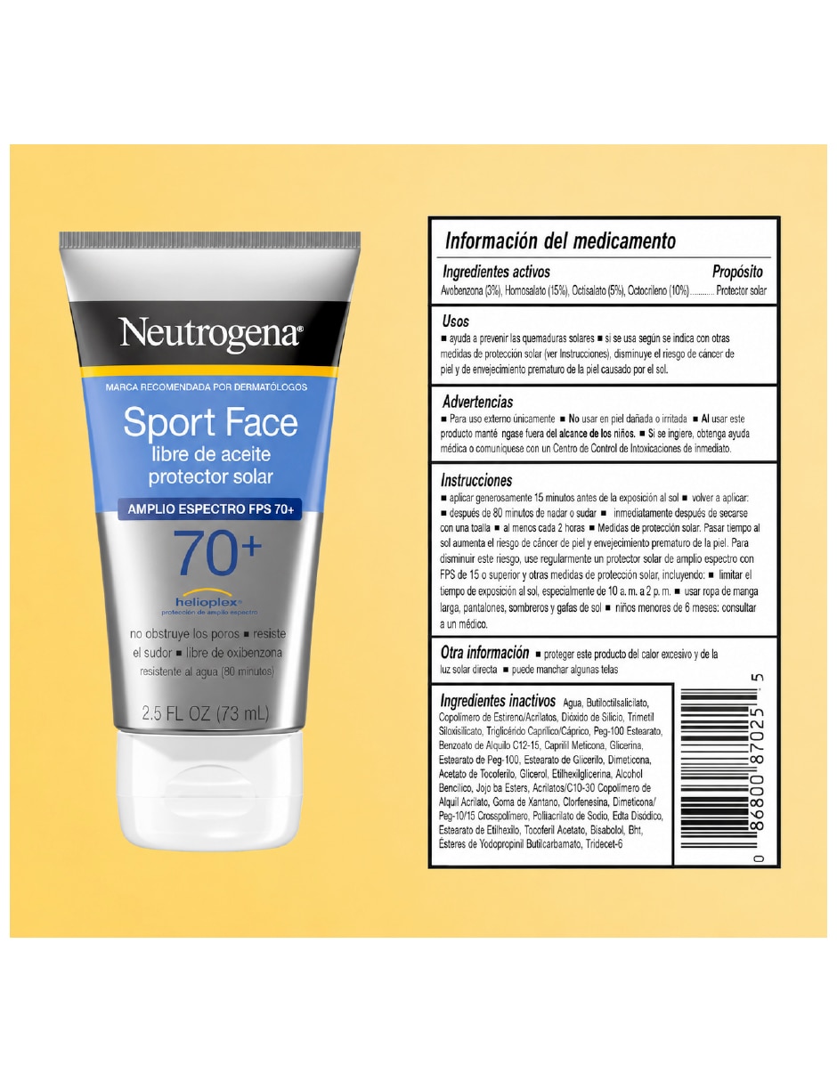 Bloqueador solar FPS 70 Sport Neutrogena Helioplex
