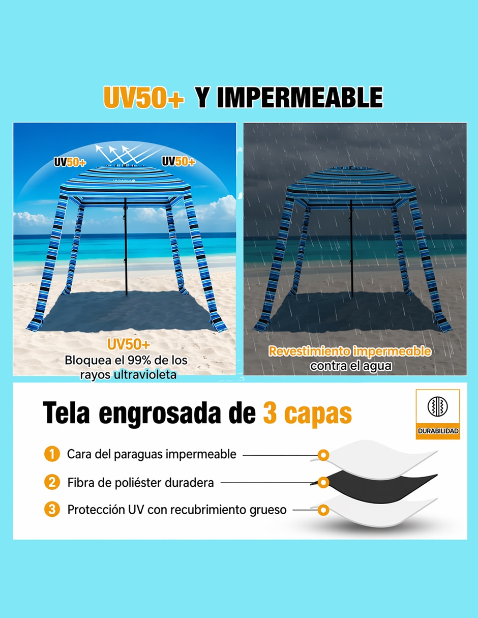 Carpa ancho 183 cm x largo 183 cm 9