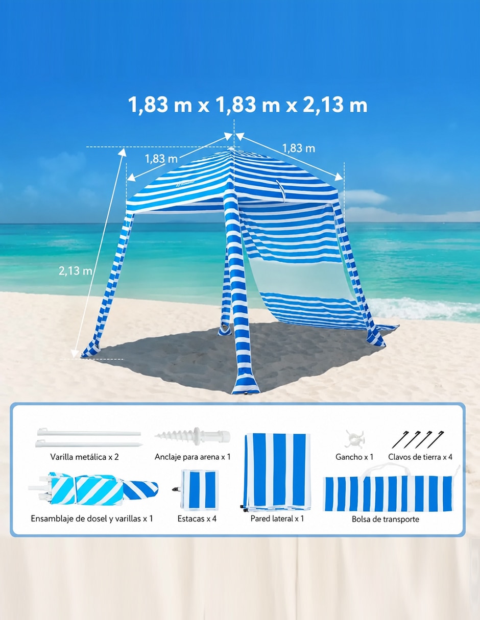 Carpa Grandekor ancho 1.83 x largo 1.83