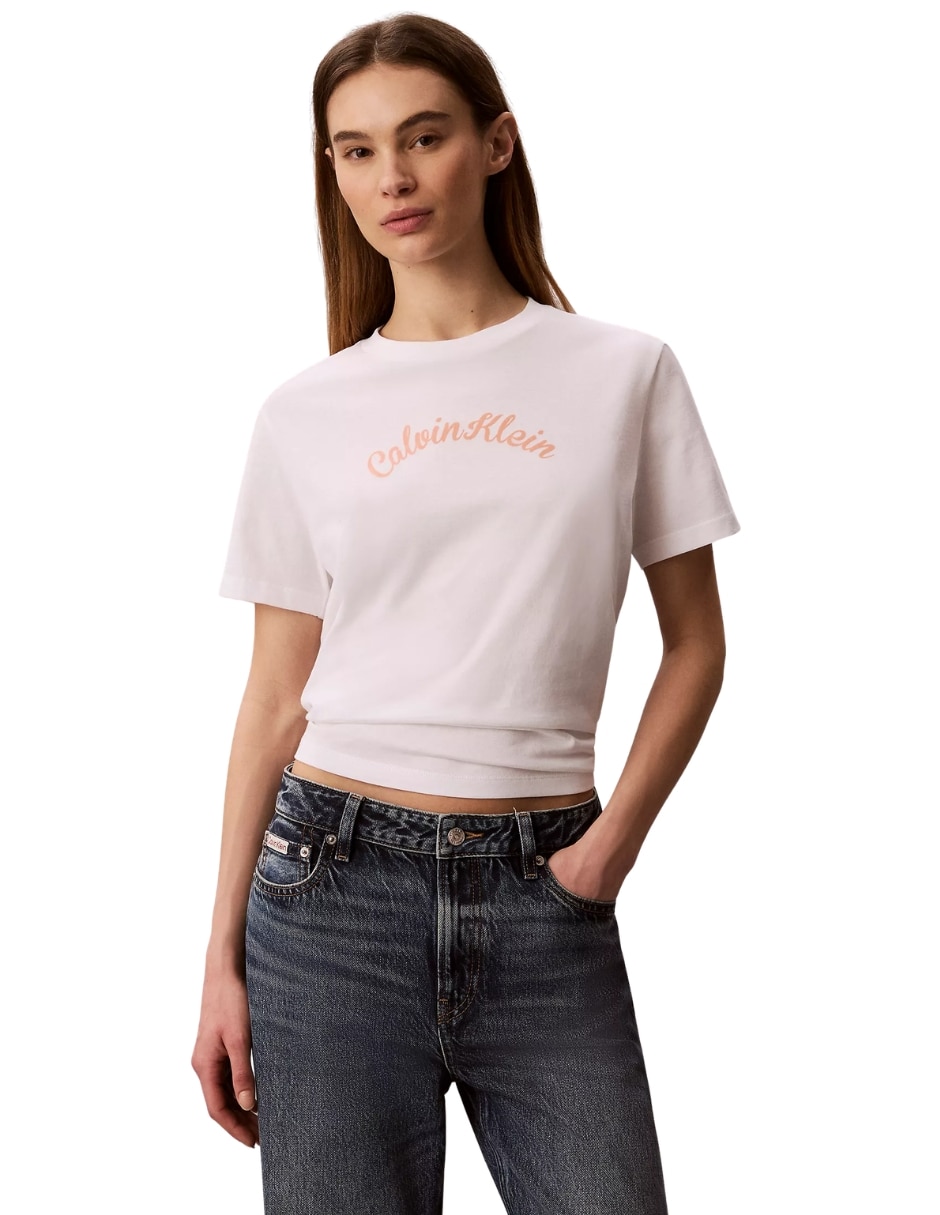 Playera manga corta cuello redondo mujer